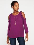 Ruffled Cold-shoulder Blouse For Women