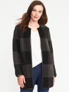 Old Navy Textured Jacquard Cardi Coat For Women - Black Plaid