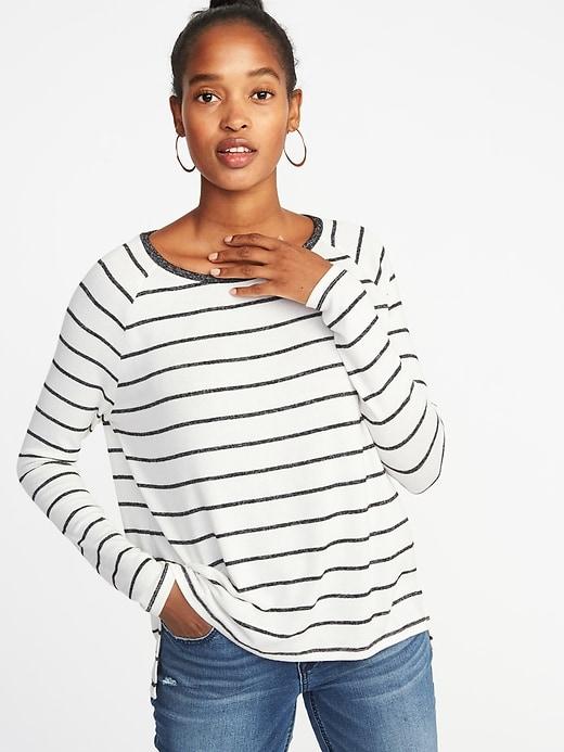 Old Navy Womens Luxe Raglan Scoop-neck Top For Women White Stripe Size Xs