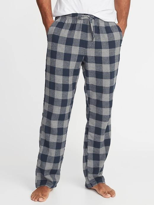 Old Navy Mens Patterned Flannel Sleep Pants For Men Navy Buffalo Check Size M