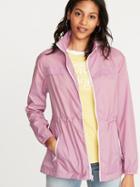 Water-resistant Hooded Windbreaker For Women