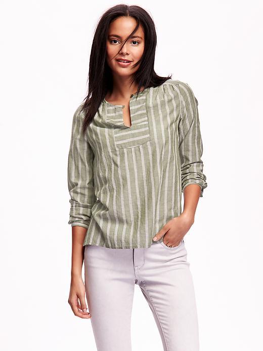 Old Navy Striped Gauze Tunic - Olive Stripe