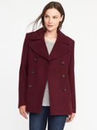 Old Navy Classic Wool Blend Peacoat For Women - Wine Tasting
