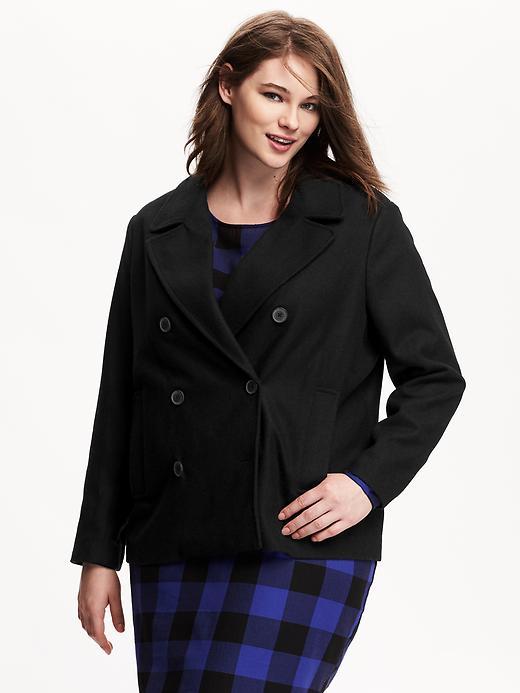 Old Navy Womens Plus Wool Blend Cropped Pea Coats Size 1x Plus - Black