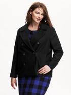 Old Navy Womens Plus Wool Blend Cropped Pea Coats Size 1x Plus - Black