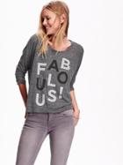 Old Navy Womens Long Sleeve Graphic Tee Size L - Grey