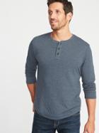 Old Navy Mens Double-knit Long-sleeve Henley For Men In The Navy Size S