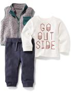 Old Navy 3 Piece Vest, Tee & Pants Set - Gray Combo