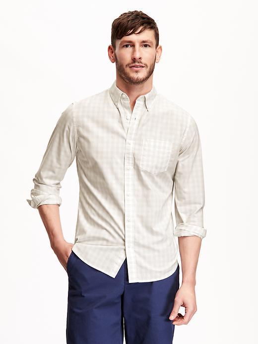 Old Navy Slim Fit Poplin Shirt For Men - Cream Of Wheat