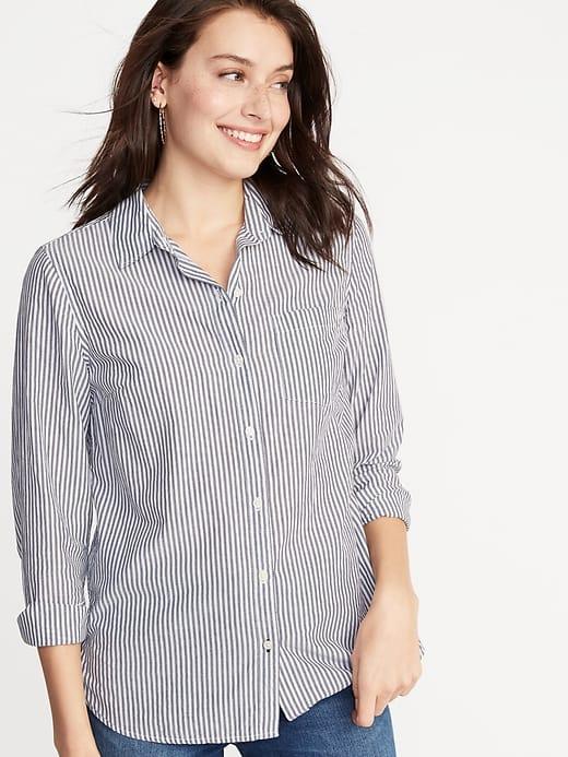 Classic Button-front Shirt For Women