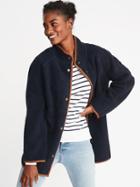 Old Navy Womens Long Sherpa Faux-suede Lined Coat For Women Lost At Sea Navy Size M