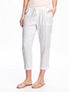 Old Navy Mid Rise Cropped Pants For Women - Bright White