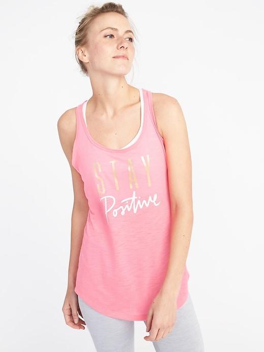 Old Navy Womens Graphic Racerback Performance Tank For Women Stay Positive Size L
