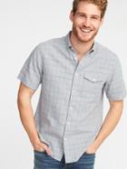 Old Navy Mens Regular-fit Linen-blend Shirt For Men Heather Gray Size Xs