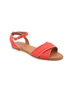 Old Navy Criss Cross Faux Leather Sandals For Women - Warm Sunset