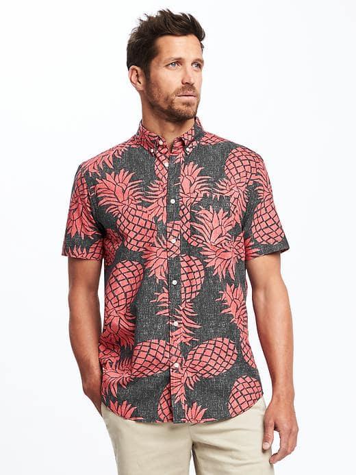 Old Navy Regular Fit Soft Washed Classic Shirt For Men - Pineapple Road