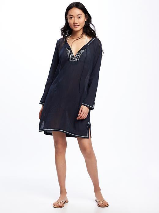 Old Navy Embroidered Gauze Swim Cover Up For Women - In The Navy