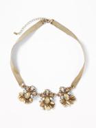 Old Navy Womens Crystal-ribbon Statement Necklace For Women Bronze Size One Size