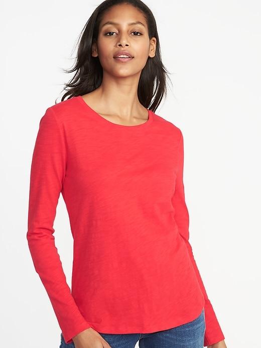 Old Navy Womens Everywear Slub-knit Tee For Women Vermilion Red Size S