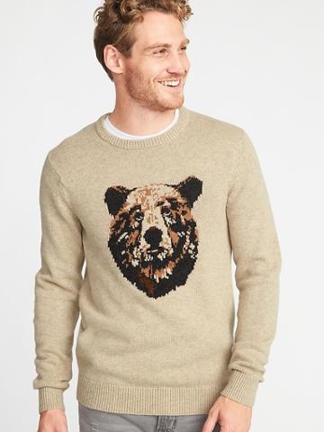 Old Navy Mens Graphic Crew-neck Sweater For Men Bear With Me Size Xs