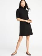 Old Navy Womens Mock-neck Rib-knit Shift Dress For Women Blackjack Size Xs