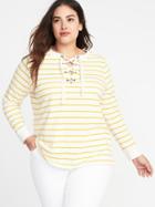 Old Navy Womens Relaxed Plus-size Lace-yoke Sweatshirt Lime Stripe Size 4x