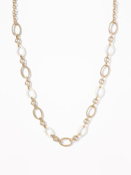Marbled-link Station Necklace For Women