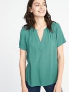 Old Navy Womens Lightweight Mandarin-collar Top For Women Spruce Size M