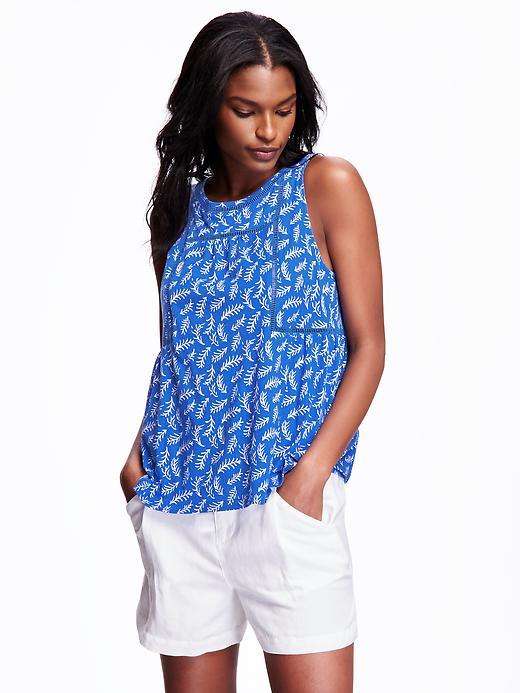Old Navy Crochet Trim Trapeze Tank For Women - Light Blue Print