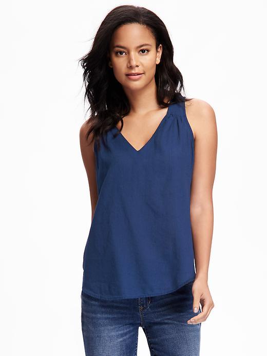 Old Navy Lightweight Cut Out Tank For Women - Indigo Denim