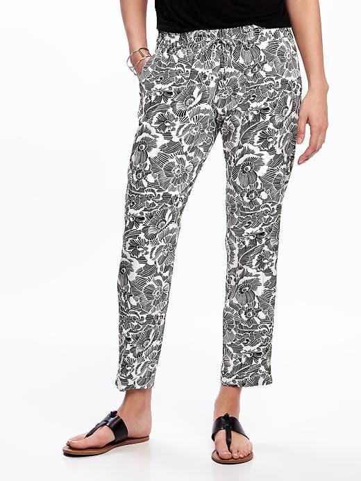 Old Navy Mid Rise Soft Pants For Women - Black And White Floral
