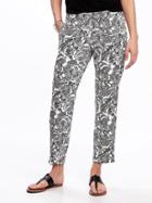 Old Navy Mid Rise Soft Pants For Women - Black And White Floral