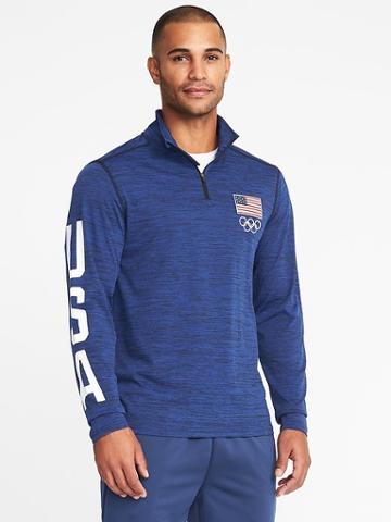 Old Navy Mens Regular-fit Team Usa 1/4-zip Performance Pullover For Men Blue Camouflage Size Xxl
