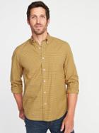 Old Navy Mens Regular-fit Built-in-flex Everyday Shirt For Men Grey/yellow Plaid Size Xxl