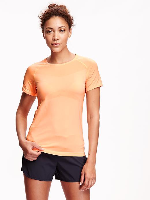Old Navy Seamless Go Dry Performance Tee For Women - Peach Lightning Neon