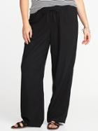 Old Navy Womens Plus-size Linen-blend Wide-leg Soft Pants Black Size 2x