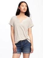 Old Navy Relaxed Rolled Cuff Tee For Women - Neutral Stripe