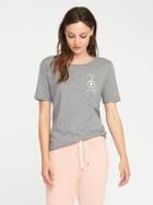Old Navy Relaxed Graphic Slub Knit Tee For Women - Dark Heather Gray