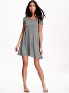 Old Navy Short Sleeve Knit Swing Dress For Women - Med Hthr Gray