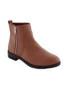 Old Navy Faux Leather Ankle Bootie With Zipper For Women Size 10 - Cognac Brown