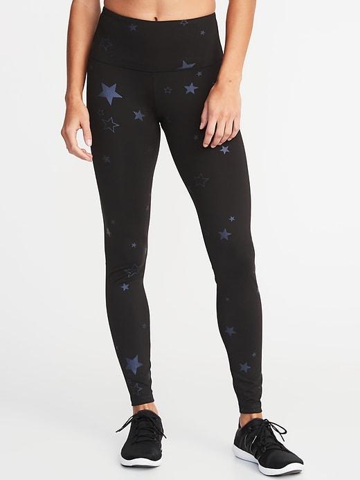 Old Navy Womens High-rise Printed Compression Leggings For Women Black/star Print Size S