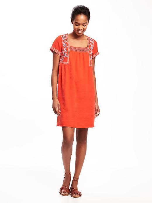 Old Navy Womens Embroidered-trim Dress For Women Sea Anemone Size Xl