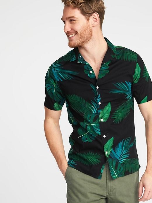 Old Navy Mens Slim-fit Built-in Flex Getaway Shirt For Men Black Size Xxl