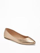 Old Navy Metallic Pointy Flats For Women - Light Gold Rush