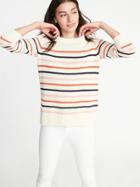 Old Navy Womens Striped Crew-neck Sweater For Women Multi Stripe Size M