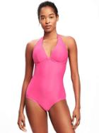Old Navy Halter Underwire Swimsuit For Women - Uptown Pink Polyester