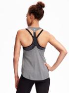 Old Navy Go Dry Performance Racerback Elastic Tank For Women - Black/grey