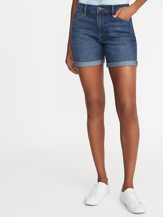Slim Denim Midi Shorts For Women (5&#34;)