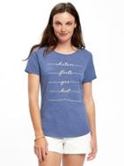 Old Navy Everywear Graphic Curved Hem Tee For Women - Cowboy Blue