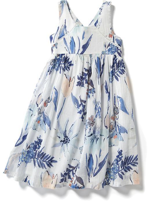 Old Navy V Back Floral Maxi Dress - Light Blue Floral